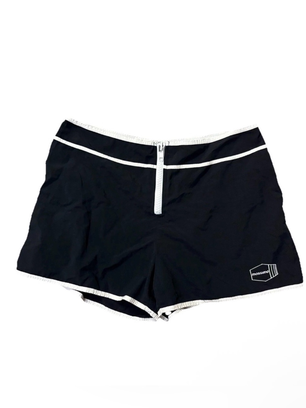 Vtg y2k Mossimo  Black Zip Front Athletic Unlined Board Shorts Sz L Made In USA